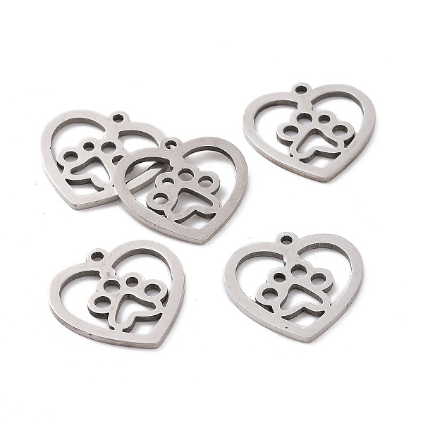 PandaHall 201 Stainless Steel Pendants, Heart with Dog Paw Prints, Stainless Steel Color, 15x15.5x1mm, Hole: 1.2mm 201 Stainless Steel Heart
PandaHall 201 Stainless Steel Pendants, Heart with Dog Paw Prints, Stainless Steel Color, 15x15.5x1mm, Hole: 1.2mm 201 Stainless Steel Heart