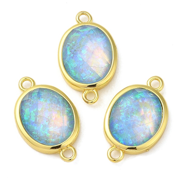 PandaHall Synthetic Opal Connector Charms, Rack Plating Brass Oval Links, Golden, Light Sky Blue, 18x11x5mm, Hole: 1.4mm Brass Oval
PandaHall Synthetic Opal Connector Charms, Rack Plating Brass Oval Links, Golden, Light Sky Blue, 18x11x5mm, Hole: 1.4mm Brass Oval
