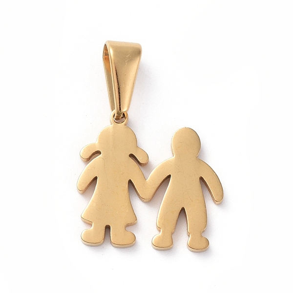 PandaHall 304 Stainless Steel Pendants, Girl and Boy, Golden, 16x17x1.5mm, Hole: 8x3mm 304 Stainless Steel Human
PandaHall 304 Stainless Steel Pendants, Girl and Boy, Golden, 16x17x1.5mm, Hole: 8x3mm 304 Stainless Steel Human