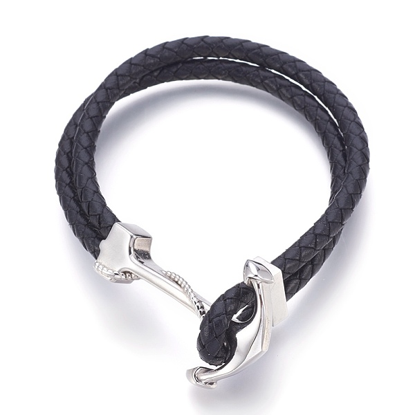 PandaHall Leather Braided Cord Bracelets, with Stainless Steel Clasp, Anchor, Stainless Steel Color, 8-3/4 inch(22.3cm), 4.5~9.5mm Leather
PandaHall Leather Braided Cord Bracelets, with Stainless Steel Clasp, Anchor, Stainless Steel Color, 8-3/4 inch(22.3cm), 4.5~9.5mm Leather