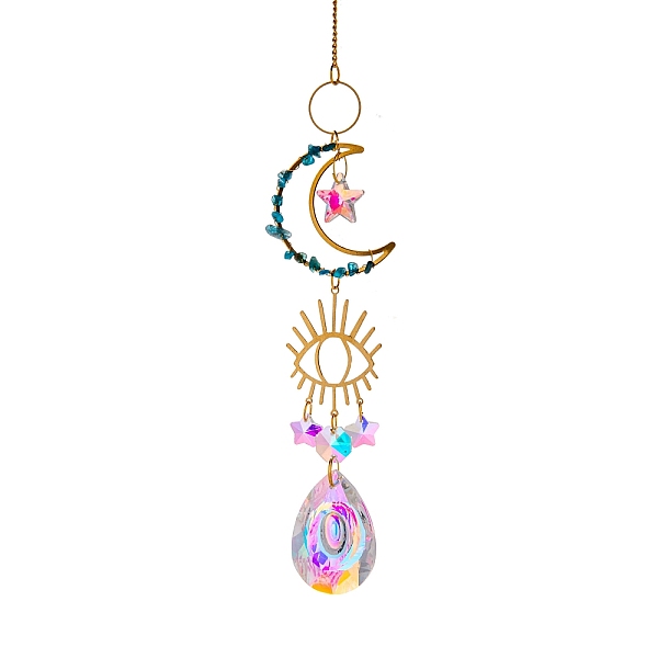 PandaHall Glass Teardrop/Star Prisms Suncatchers Hanging Ornaments, with Stainless Steel Moon and Gemstone Beads, for Home, Garden...
PandaHall Glass Teardrop/Star Prisms Suncatchers Hanging Ornaments, with Stainless Steel Moon and Gemstone Beads, for Home, Garden...
