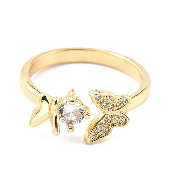 PandaHall Brass Micro Pave Cubic Zirconia Cuff Ring, Long-Lasting Plated, Butterfly & Flat Round, Real 18K Gold Plated, US Size 6 1/2..., Clear
PandaHall Brass Micro Pave Cubic Zirconia Cuff Ring, Long-Lasting Plated, Butterfly & Flat Round, Real 18K Gold Plated, US Size 6 1/2..., Clear