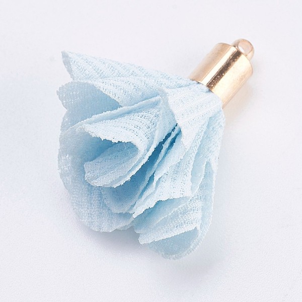 PandaHall Cloth Pendant Decorations, with Brass Findings, Flower, Golden, Light Cyan, 32~34x21~27mm, Hole: 1mm Cloth Flower Cyan
PandaHall Cloth Pendant Decorations, with Brass Findings, Flower, Golden, Light Cyan, 32~34x21~27mm, Hole: 1mm Cloth Flower Cyan