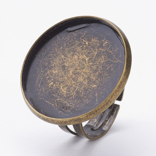 PandaHall Adjustable Brass Pad Finger Ring Settings, Flat Round, Size 8, Antique Bronze, Tray: 23mm, 18mm Brass
PandaHall Adjustable Brass Pad Finger Ring Settings, Flat Round, Size 8, Antique Bronze, Tray: 23mm, 18mm Brass
