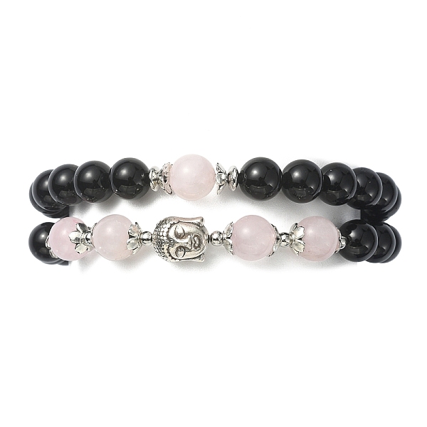 PandaHall Natural Black Onyx Beaded Warp Bracelets for Women, with Natural Rose Quartz Beads and Alloy Buddha Beads, Inner Diameter: 2-1/8...
PandaHall Natural Black Onyx Beaded Warp Bracelets for Women, with Natural Rose Quartz Beads and Alloy Buddha Beads, Inner Diameter: 2-1/8...