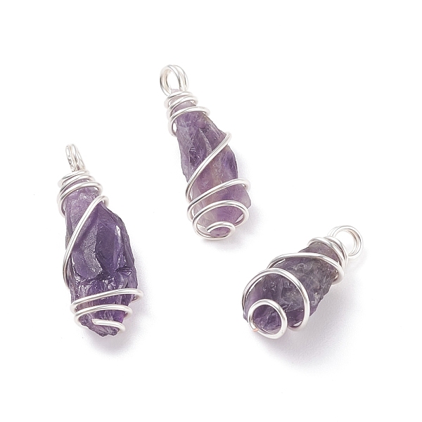 PandaHall Rough Natural Amethyst Pendants, with Copper Wire Wrapped, Nuggets, Silver, 21~30x9~12x7~10mm, Hole: 2.5~3.1mm Amethyst Nuggets
PandaHall Rough Natural Amethyst Pendants, with Copper Wire Wrapped, Nuggets, Silver, 21~30x9~12x7~10mm, Hole: 2.5~3.1mm Amethyst Nuggets