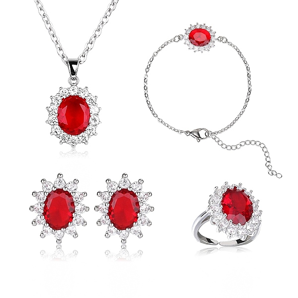 PandaHall Cubic Zirconia Oval Pendant Necklace & Link Bracelet & Cuff Ring & Stud Earrings, Platinum Brass Jewelry Set for Women, Red, 413mm...
PandaHall Cubic Zirconia Oval Pendant Necklace & Link Bracelet & Cuff Ring & Stud Earrings, Platinum Brass Jewelry Set for Women, Red, 413mm...
