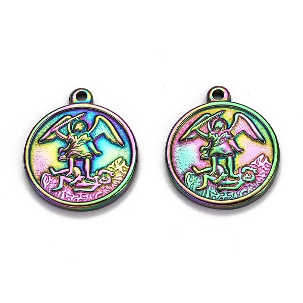 PandaHall Ion Plating(IP) 304 Stainless Steel Pendants, Flat Round with Archangel Michael, Rainbow Color, 24x20.5x2.5mm, Hole: 1.8mm 304...
PandaHall Ion Plating(IP) 304 Stainless Steel Pendants, Flat Round with Archangel Michael, Rainbow Color, 24x20.5x2.5mm, Hole: 1.8mm 304...