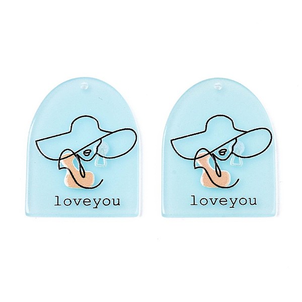 PandaHall Translucent Cellulose Acetate(Resin) Pendants, 3D Printed, Half Oval with Woman & Word Love you, for Valentine's Day, Sky Blue...
PandaHall Translucent Cellulose Acetate(Resin) Pendants, 3D Printed, Half Oval with Woman & Word Love you, for Valentine's Day, Sky Blue...