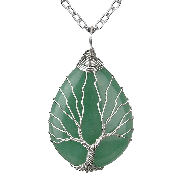 PandaHall Natural Green Aventurine Teardrop Pendant Necklace, Platinum Copper Wire Wrap Necklace, 20.47 inch(52cm) Green Aventurine Teardrop
PandaHall Natural Green Aventurine Teardrop Pendant Necklace, Platinum Copper Wire Wrap Necklace, 20.47 inch(52cm) Green Aventurine Teardrop