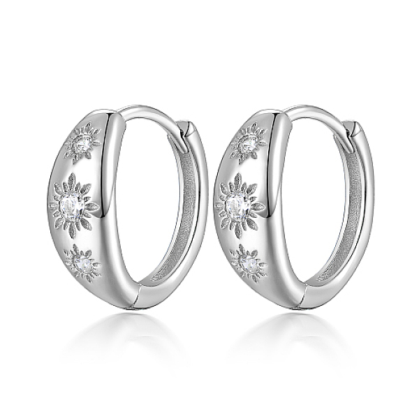 PandaHall Flower Rhodium Plated 925 Sterling Silver Hoop Earrings, with Cubic Zirconia, with 925 Stamp, Platinum, 4mm Sterling Silver Flower
PandaHall Flower Rhodium Plated 925 Sterling Silver Hoop Earrings, with Cubic Zirconia, with 925 Stamp, Platinum, 4mm Sterling Silver Flower