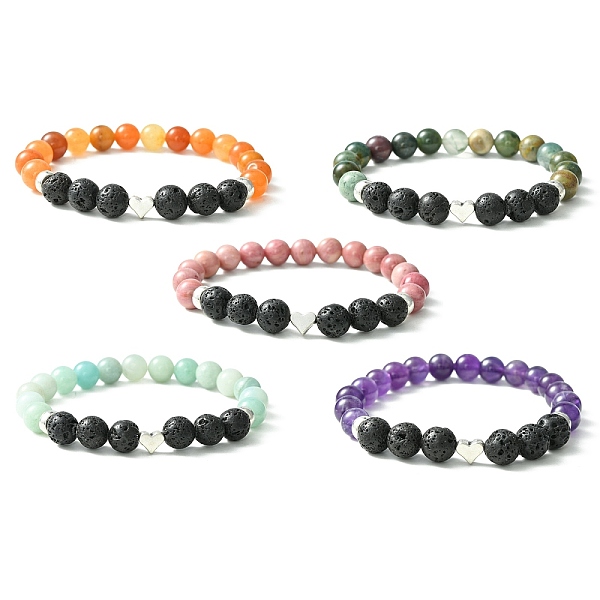 PandaHall Natural Mixed Stone & Lava Rock & Alloy Heart Beaded Stretch Bracelet, Inner Diameter: 2-1/4 inch(5.7cm) Mixed Stone Heart
PandaHall Natural Mixed Stone & Lava Rock & Alloy Heart Beaded Stretch Bracelet, Inner Diameter: 2-1/4 inch(5.7cm) Mixed Stone Heart