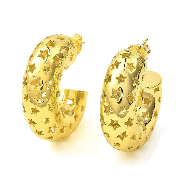 PandaHall Hollow Star Brass Stud Earrings, Half Hoop Earrings, Lead Free & Cadmium Free, Real 18K Gold Plated, 30x10mm, Pin: 12x0.8mm Brass...
PandaHall Hollow Star Brass Stud Earrings, Half Hoop Earrings, Lead Free & Cadmium Free, Real 18K Gold Plated, 30x10mm, Pin: 12x0.8mm Brass...