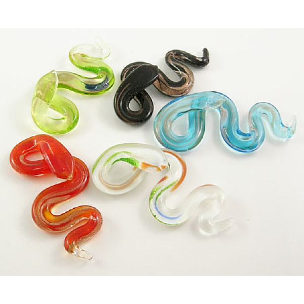 PandaHall Lampwork Glass Large Pendants, with Gold Sand, Snake, Mixed Color, 32x64mm, hole: 7mm Lampwork Snake Multicolor
PandaHall Lampwork Glass Large Pendants, with Gold Sand, Snake, Mixed Color, 32x64mm, hole: 7mm Lampwork Snake Multicolor