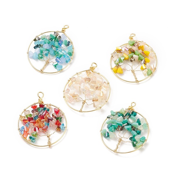 PandaHall Electroplate Glass Pendants, with Eco-Friendly Copper Wire, Ring with Tree, Mixed Color, 47~50x38~39x5~6mm, Hole: 2.5~4.5mm Glass..., Multicolor
PandaHall Electroplate Glass Pendants, with Eco-Friendly Copper Wire, Ring with Tree, Mixed Color, 47~50x38~39x5~6mm, Hole: 2.5~4.5mm Glass..., Multicolor