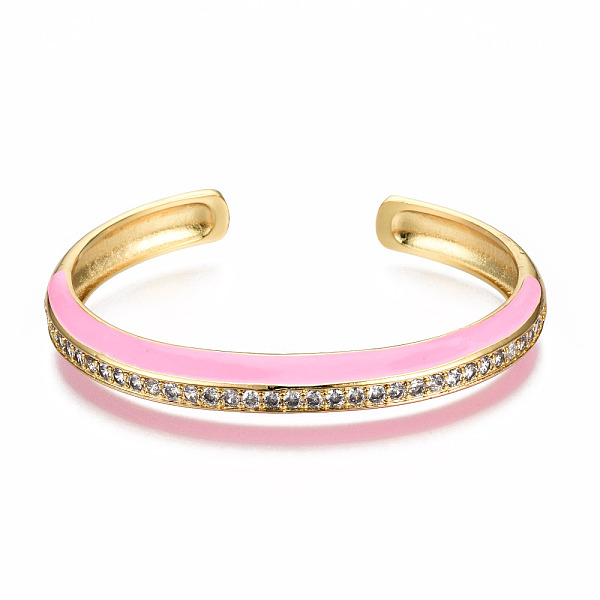 PandaHall Brass Micro Pave Clear Cubic Zirconia Cuff Bangles, with Enamel, Nickel Free, Real 16K Gold Plated, Pearl Pink, Inner Diameter...
PandaHall Brass Micro Pave Clear Cubic Zirconia Cuff Bangles, with Enamel, Nickel Free, Real 16K Gold Plated, Pearl Pink, Inner Diameter...