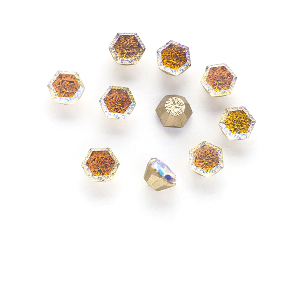 PandaHall Hexagon Textured Glass Cabochons, Back Plated, Nail Art Decoration Accessories, Faceted, Champagne Yellow, 8x9x5.5mm Glass Hexagon
PandaHall Hexagon Textured Glass Cabochons, Back Plated, Nail Art Decoration Accessories, Faceted, Champagne Yellow, 8x9x5.5mm Glass Hexagon