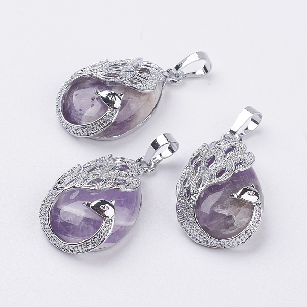PandaHall Natural Amethyst Pendants, with Brass Findings, teardrop, with Peacock, 33x20x10.5mm, Hole: 5mm Amethyst Teardrop
PandaHall Natural Amethyst Pendants, with Brass Findings, teardrop, with Peacock, 33x20x10.5mm, Hole: 5mm Amethyst Teardrop