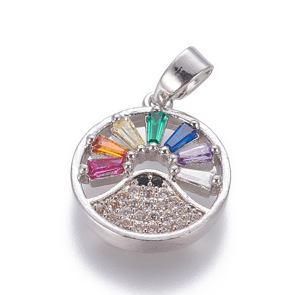 PandaHall Brass Cubic Zirconia Charms, Flat Round, Colorful, Platinum, 15x13x3mm, Hole: 4x3mm Brass+Cubic Zirconia Flat Round
PandaHall Brass Cubic Zirconia Charms, Flat Round, Colorful, Platinum, 15x13x3mm, Hole: 4x3mm Brass+Cubic Zirconia Flat Round