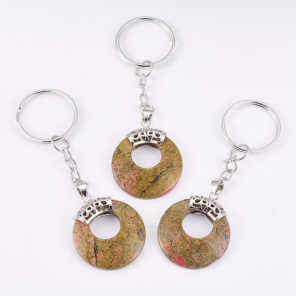 PandaHall Natural Unakite Keychain, with Platinum Plated Iron Key Rings and Brass Findings, Flat Round, 84mm Unakite Flat Round
PandaHall Natural Unakite Keychain, with Platinum Plated Iron Key Rings and Brass Findings, Flat Round, 84mm Unakite Flat Round