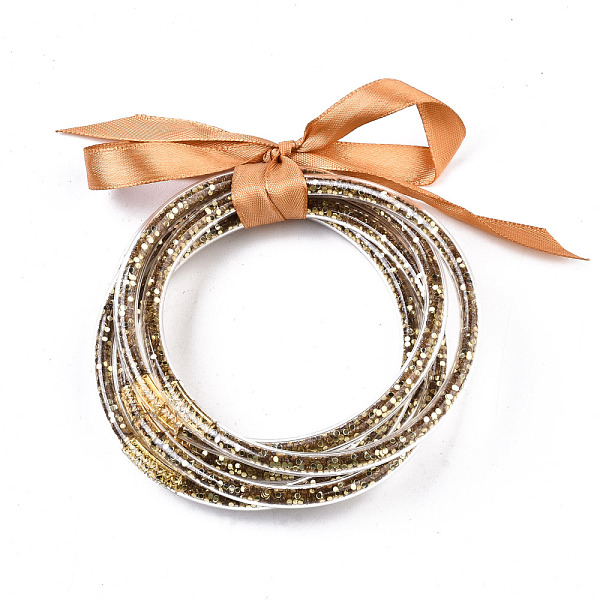 PandaHall PVC Plastic Buddhist Bangle Sets, Jelly Bangles, with Paillette/Sequins and Polyester Ribbon, Goldenrod, 2-1/2 inch(6.5cm)..., Gold
PandaHall PVC Plastic Buddhist Bangle Sets, Jelly Bangles, with Paillette/Sequins and Polyester Ribbon, Goldenrod, 2-1/2 inch(6.5cm)..., Gold