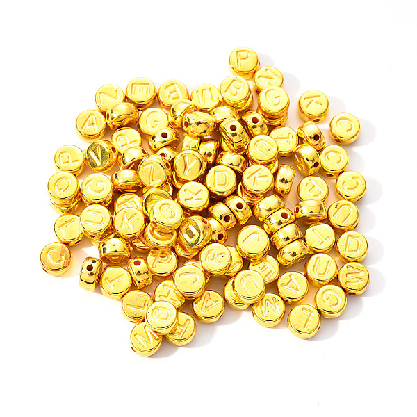 PandaHall CCB Plastic Beads, Flat Round with Random Mixed Letters, Golden, 7x4mm, Hole: 1.4mm, about 100pcs/bag Plastic Letter
PandaHall CCB Plastic Beads, Flat Round with Random Mixed Letters, Golden, 7x4mm, Hole: 1.4mm, about 100pcs/bag Plastic Letter