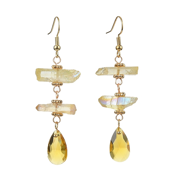 PandaHall Dyed Natural Quartz Crystal Nugget & Teardrop Dangel Earrings, Real 18K Gold Plated Brass Long Drop Earrings, Light Khaki...
PandaHall Dyed Natural Quartz Crystal Nugget & Teardrop Dangel Earrings, Real 18K Gold Plated Brass Long Drop Earrings, Light Khaki...