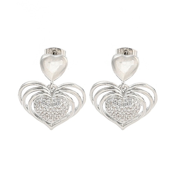 PandaHall Heart Brass Pave Clear Cubic Zirconia Stud Earrings, Platinum, 29x21.5mm Brass Heart
PandaHall Heart Brass Pave Clear Cubic Zirconia Stud Earrings, Platinum, 29x21.5mm Brass Heart