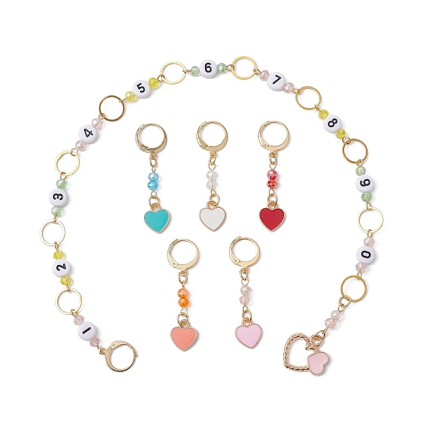 PandaHall 6Pcs Knitting Row Counter Chains & Locking Stitch Markers Kits, with Heart Alloy Enamel Pendant, Acrylic & Glass Beads, Golden..., Multicolor
PandaHall 6Pcs Knitting Row Counter Chains & Locking Stitch Markers Kits, with Heart Alloy Enamel Pendant, Acrylic & Glass Beads, Golden..., Multicolor