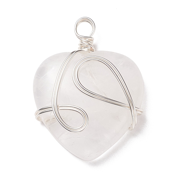 PandaHall Natural Quartz Crystal Pendants, Rock Crystal Pendants, with Silver Tone Copper Wire Wrapped, Heart, 39~41x30~30.5x8.5~9.5mm, Hole...
PandaHall Natural Quartz Crystal Pendants, Rock Crystal Pendants, with Silver Tone Copper Wire Wrapped, Heart, 39~41x30~30.5x8.5~9.5mm, Hole...