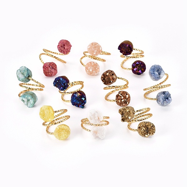 PandaHall Adjustable Natural Druzy Agate Finger Rings, with Brass Findings, Golden, Mixed Color, 17~20mm Natural Agate Multicolor
PandaHall Adjustable Natural Druzy Agate Finger Rings, with Brass Findings, Golden, Mixed Color, 17~20mm Natural Agate Multicolor