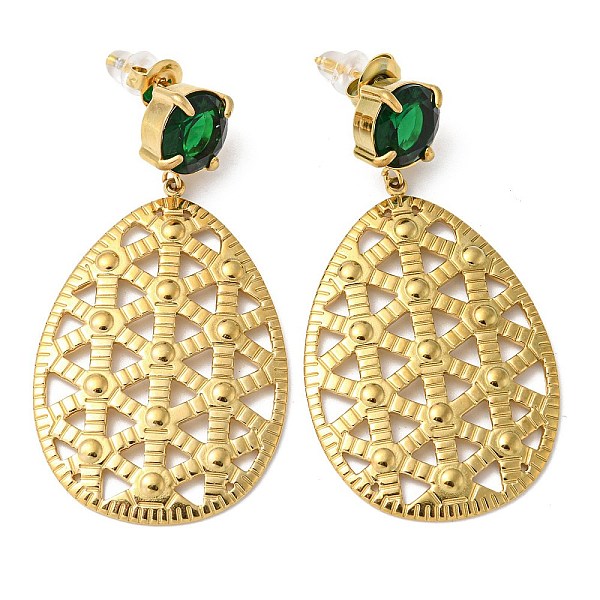 PandaHall Ion Plating(IP) 304 Stainless Steel Teardrop Dangle Stud Earrings, with Green Glass, Real 18K Gold Plated, 51x27mm 304 Stainless...
PandaHall Ion Plating(IP) 304 Stainless Steel Teardrop Dangle Stud Earrings, with Green Glass, Real 18K Gold Plated, 51x27mm 304 Stainless...