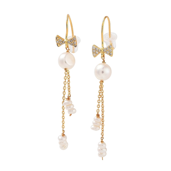 PandaHall Natural Pearl Tassel Earrings for Women, Bowknot Sterling Silver Micro Pave Cubic Zirconia Dangle Earrings, Real 18K Gold Plated...
PandaHall Natural Pearl Tassel Earrings for Women, Bowknot Sterling Silver Micro Pave Cubic Zirconia Dangle Earrings, Real 18K Gold Plated...