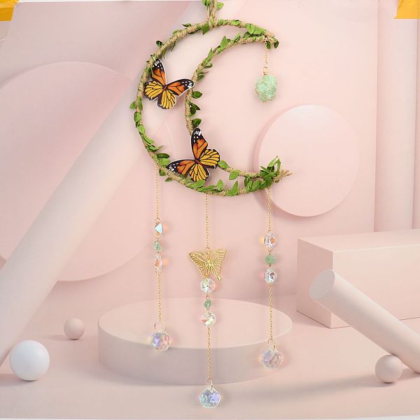 PandaHall Leaf Butterfly Hemp Rope Wrapped Moon & Natural Green Aventurine Nuggets Hanging Ornaments, Glass Teardrop Tassel Suncatchers for...
PandaHall Leaf Butterfly Hemp Rope Wrapped Moon & Natural Green Aventurine Nuggets Hanging Ornaments, Glass Teardrop Tassel Suncatchers for...