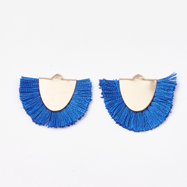 PandaHall Polyester Tassel Pendant Decorations, with Brass Findings, Semicircle, Light Gold, Blue, 25~27x32~35x3mm, Hole: 3x1.5mm Polyester...
PandaHall Polyester Tassel Pendant Decorations, with Brass Findings, Semicircle, Light Gold, Blue, 25~27x32~35x3mm, Hole: 3x1.5mm Polyester...