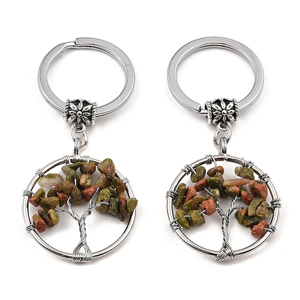 PandaHall Natural Unakite Flat Round with Tree of Life Pendant Keychain, with Iron Key Rings and Brass Finding, 6.5cm Unakite Flat Round
PandaHall Natural Unakite Flat Round with Tree of Life Pendant Keychain, with Iron Key Rings and Brass Finding, 6.5cm Unakite Flat Round