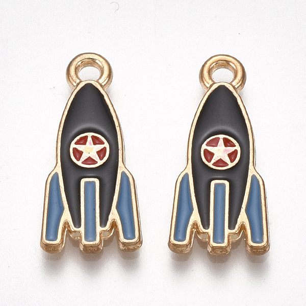 PandaHall Alloy Pendants, Cadmium Free & Lead Free, with Enamel, Rocket, Light Gold, Black, 21x9x2mm, Hole: 2mm Alloy+Enamel Others Black
PandaHall Alloy Pendants, Cadmium Free & Lead Free, with Enamel, Rocket, Light Gold, Black, 21x9x2mm, Hole: 2mm Alloy+Enamel Others Black