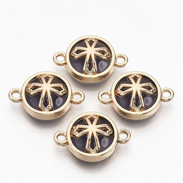 PandaHall Glass Links connectors, with Light Gold Plated Alloy Findings, Flat Round with Cross, Indigo, 13.5x19.5x5.5mm, Hole: 1.6mm..., Purple
PandaHall Glass Links connectors, with Light Gold Plated Alloy Findings, Flat Round with Cross, Indigo, 13.5x19.5x5.5mm, Hole: 1.6mm..., Purple