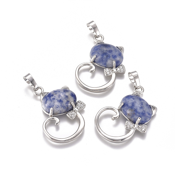 PandaHall Natural Blue Spot Jasper Kitten Pendants, with Platinum Tone Brass Findings and Crystal Rhinestone, Cat with Bowknot Shape..., Clear
PandaHall Natural Blue Spot Jasper Kitten Pendants, with Platinum Tone Brass Findings and Crystal Rhinestone, Cat with Bowknot Shape..., Clear