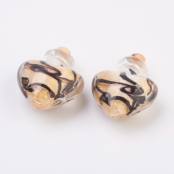 PandaHall Handmade Lampwork Perfume Bottle Pendants, Essential Oil Bottle, with Gold Sand, Heart, Black, 30~32mm, Hole: 5.5mm, Bottle...
PandaHall Handmade Lampwork Perfume Bottle Pendants, Essential Oil Bottle, with Gold Sand, Heart, Black, 30~32mm, Hole: 5.5mm, Bottle...