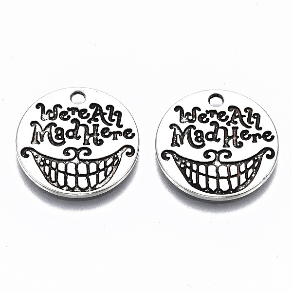 PandaHall Tibetan Style Alloy Pendants, Lead Free & Cadmium Free, Flat Round with Word Were all Mad Here, Antique Silver, 19.5x1mm, Hole...
PandaHall Tibetan Style Alloy Pendants, Lead Free & Cadmium Free, Flat Round with Word Were all Mad Here, Antique Silver, 19.5x1mm, Hole...