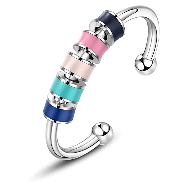 PandaHall 201 Stainless Steel Enamel Column Rotating Beaded Open Cuff Rings, for Calming Worry Meditation, Pink, Inner Diameter: 17mm 201...
PandaHall 201 Stainless Steel Enamel Column Rotating Beaded Open Cuff Rings, for Calming Worry Meditation, Pink, Inner Diameter: 17mm 201...