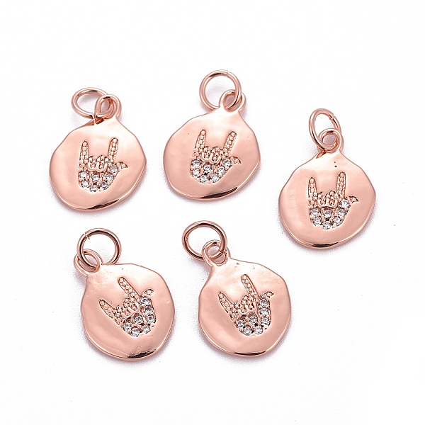 PandaHall Brass Micro Pave Cubic Zirconia ASL Charms, Long-Lasting Plated, with Jump Rings, Flat Round with Gesture I Love You, Clear, Rose...
PandaHall Brass Micro Pave Cubic Zirconia ASL Charms, Long-Lasting Plated, with Jump Rings, Flat Round with Gesture I Love You, Clear, Rose...