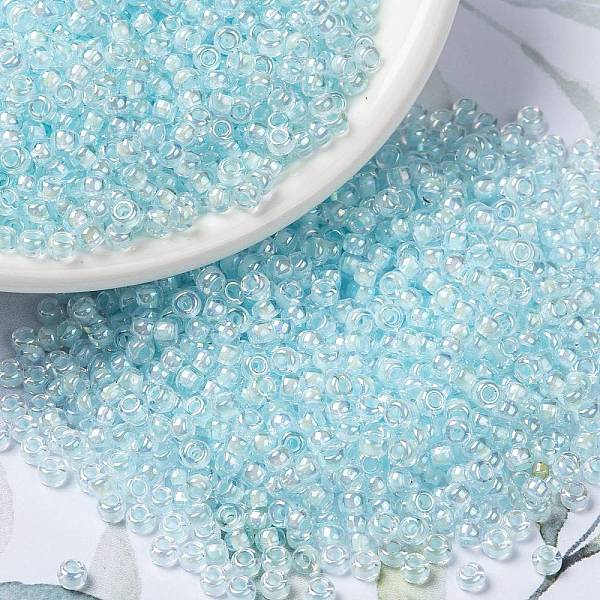 PandaHall MIYUKI Round Rocailles Beads, Japanese Seed Beads, (RR636) SkyBlue Lined Crystal AB, 8/0, 3mm, Hole: 1mm, about 2111~2277pcs/50g..., Cyan
PandaHall MIYUKI Round Rocailles Beads, Japanese Seed Beads, (RR636) SkyBlue Lined Crystal AB, 8/0, 3mm, Hole: 1mm, about 2111~2277pcs/50g..., Cyan