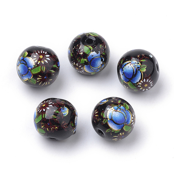 PandaHall Printed Glass Beads, Round with Flower Pattern, Black, 10x9mm, Hole: 1.5mm Glass Flower Black
PandaHall Printed Glass Beads, Round with Flower Pattern, Black, 10x9mm, Hole: 1.5mm Glass Flower Black