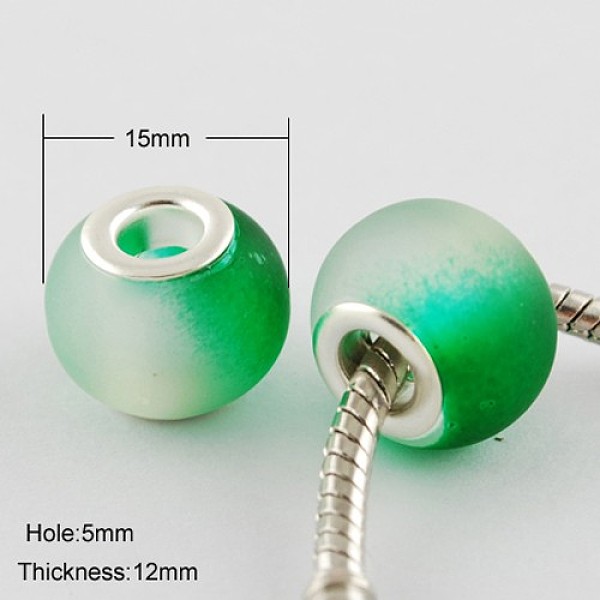 PandaHall Two Tone Large Hole Rondelle Rubberized Glass European Beads, with Silver Color Plated Brass Double Cores, Green, 15x12mm, Hole...
PandaHall Two Tone Large Hole Rondelle Rubberized Glass European Beads, with Silver Color Plated Brass Double Cores, Green, 15x12mm, Hole...