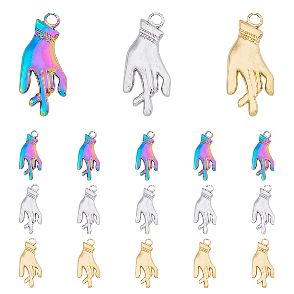 PandaHall DICOSMETIC 18Pcs 3 Colors Ion Plating(IP) 304 Stainless Steel Pendants, Hand Charms, Mixed Color, 27x12x2.5mm, Hole: 3mm...
PandaHall DICOSMETIC 18Pcs 3 Colors Ion Plating(IP) 304 Stainless Steel Pendants, Hand Charms, Mixed Color, 27x12x2.5mm, Hole: 3mm...