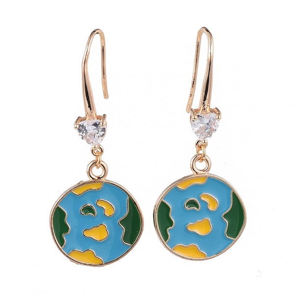 PandaHall Alloy Enamel Dangle Earrings, with Brass Cubic Zirconia Earring Hooks, Earth, Golden, Colorful, 49mm, Pin: 0.9mm Cubic Zirconia
PandaHall Alloy Enamel Dangle Earrings, with Brass Cubic Zirconia Earring Hooks, Earth, Golden, Colorful, 49mm, Pin: 0.9mm Cubic Zirconia