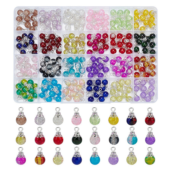 PandaHall 240Pcs 24 Colors Spray Painted Crackle Glass Round Charms, with Iron Bead Caps and Loops, Mixed Color, 15x8mm, Hole: 2mm..., Multicolor
PandaHall 240Pcs 24 Colors Spray Painted Crackle Glass Round Charms, with Iron Bead Caps and Loops, Mixed Color, 15x8mm, Hole: 2mm..., Multicolor