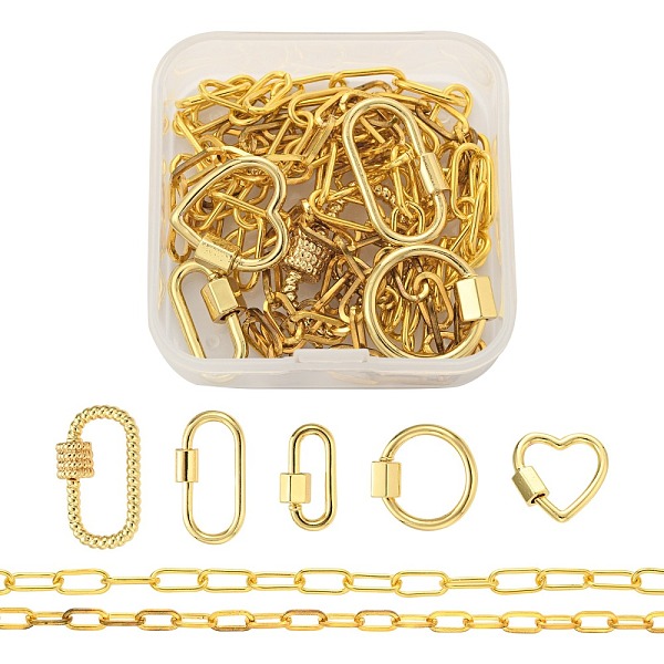PandaHall DIY Jewelry Set Making, Necklace with Brass Screw Carabiner Lock Charms and Unwelded Iron Paperclip Chains, Golden, 25.5x14x2mm...
PandaHall DIY Jewelry Set Making, Necklace with Brass Screw Carabiner Lock Charms and Unwelded Iron Paperclip Chains, Golden, 25.5x14x2mm...